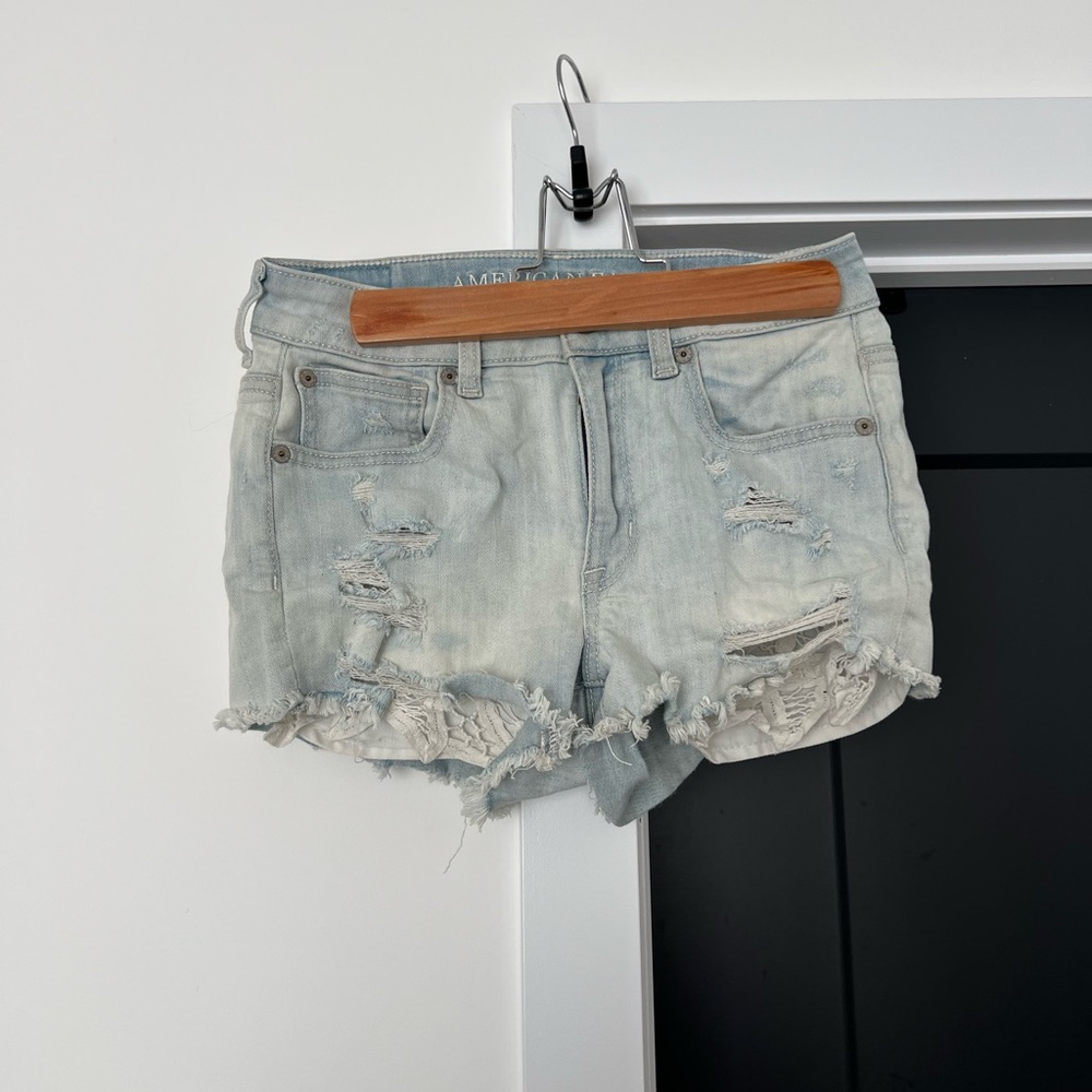 American Eagle Outfitters Blue Jean Shorts Distressed Casual